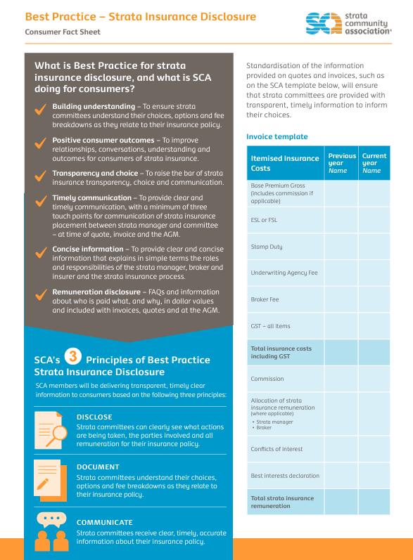 Best practice Strata Insurance disclosure Fact Sheet  